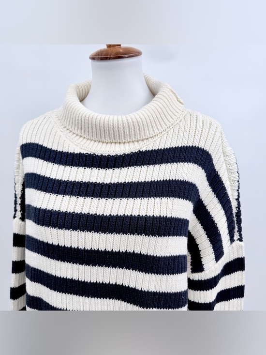 EMERSON FRY Carolyn Funnel Neck Sweater Navy French Stripe Organic - Picture 7 of 8